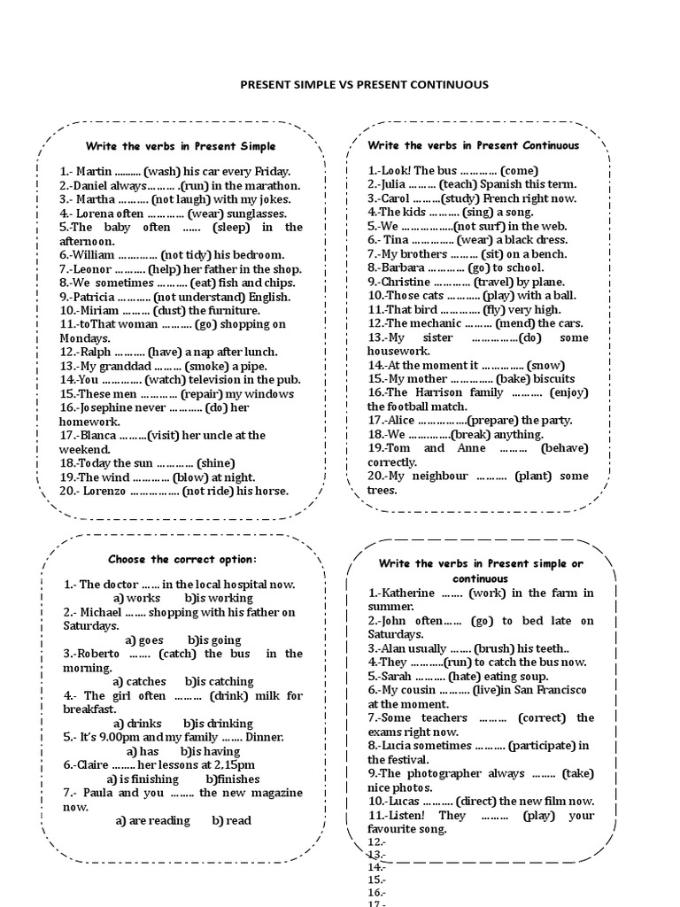 Present Simple Vs Present Continuous | PDF | Leisure