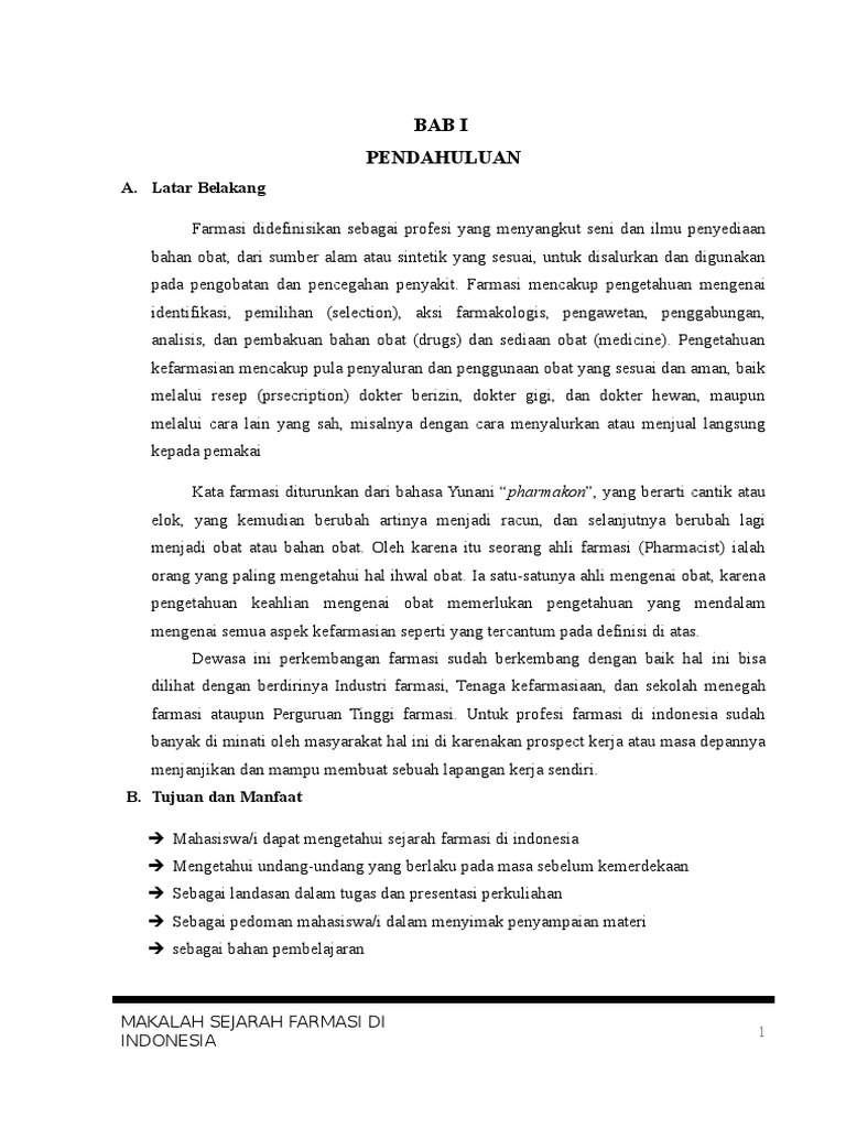 Makalah Sejarah Farmasi Di Indonesia