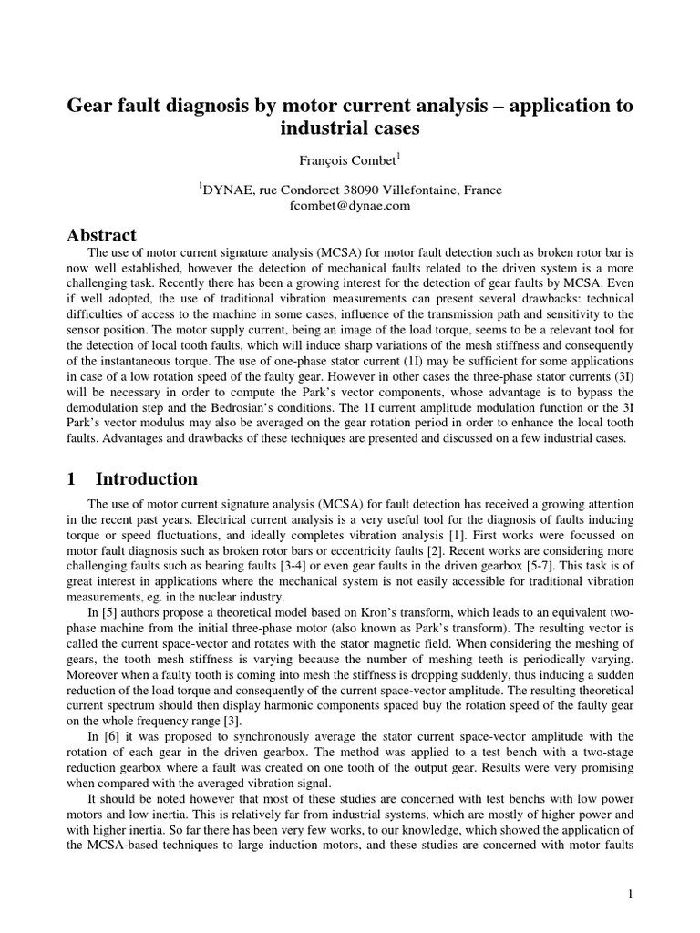 Gear Fault Diagnosis via Current Analysis | PDF | Gear | Transmission ...