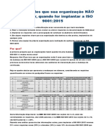 Cinco atitudes que NÃO devem ser tomadas na implantação da ISO 9001:2015