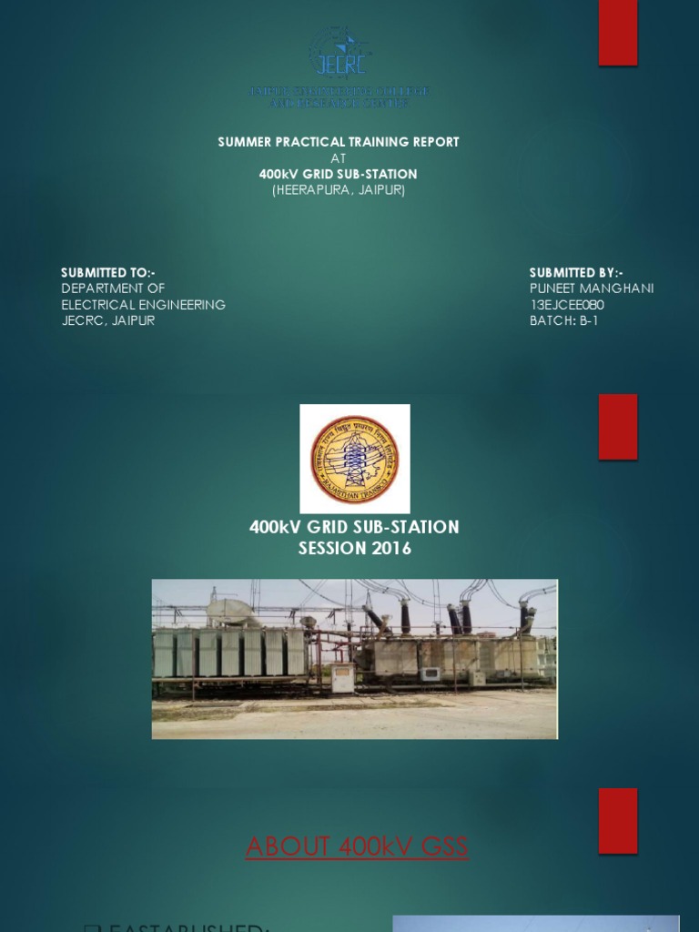 Training Report On 400 Kvgss | PDF | Electrical Substation | Transformer