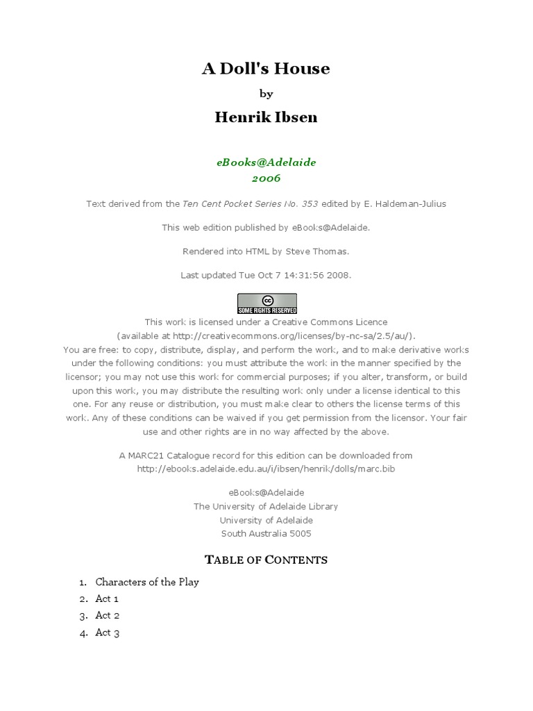 A Doll's House PDF A Doll's House