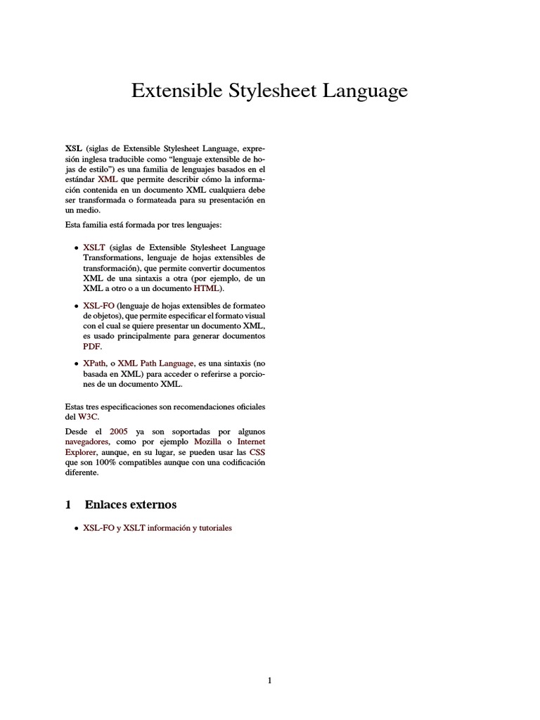 Extensible Stylesheet Language - XSL | PDF | Formatos de serialización ...