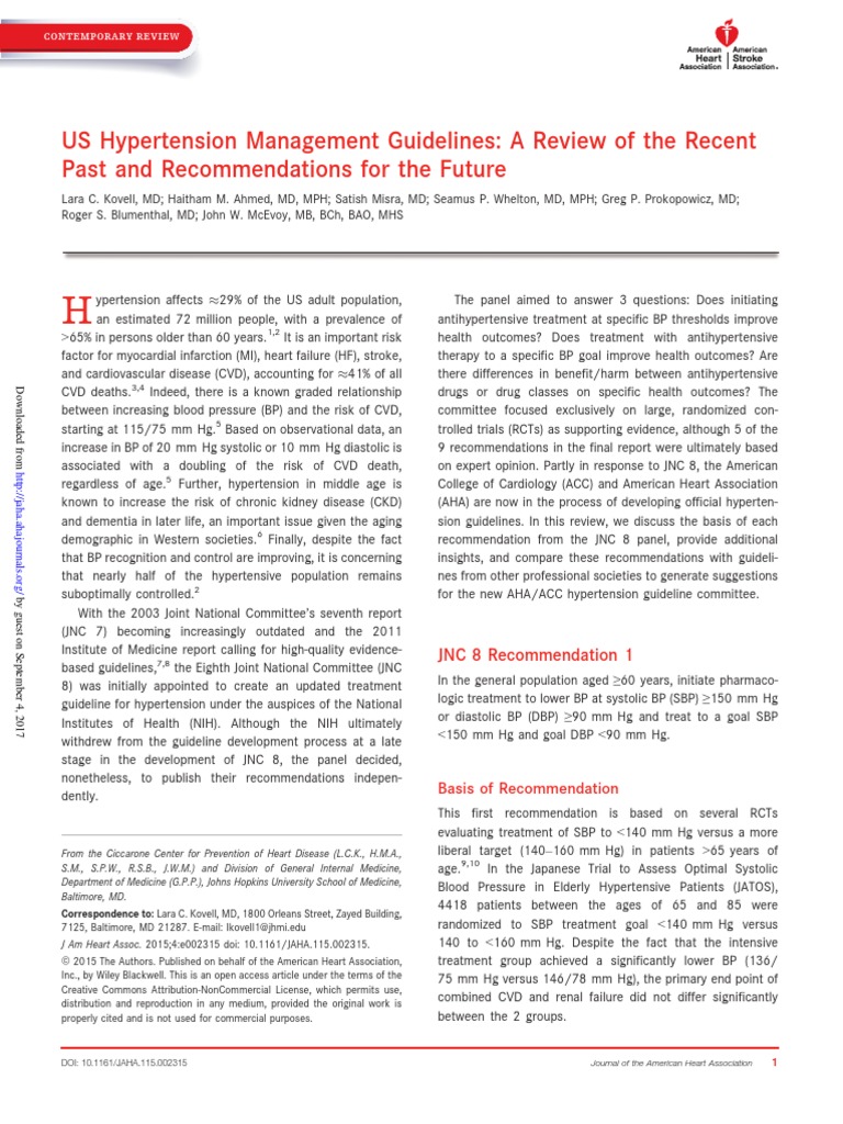 Jnc 8 pdf cardiovascular diseases hypertension