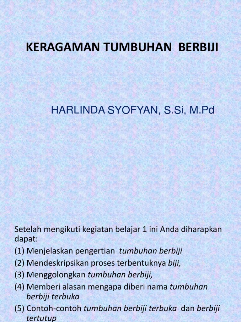 Tumbuhan Berbiji Spermatophyta Ciri Klasifikasi