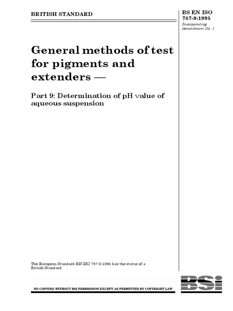 BS en Iso 78791995 PDF Ph Water