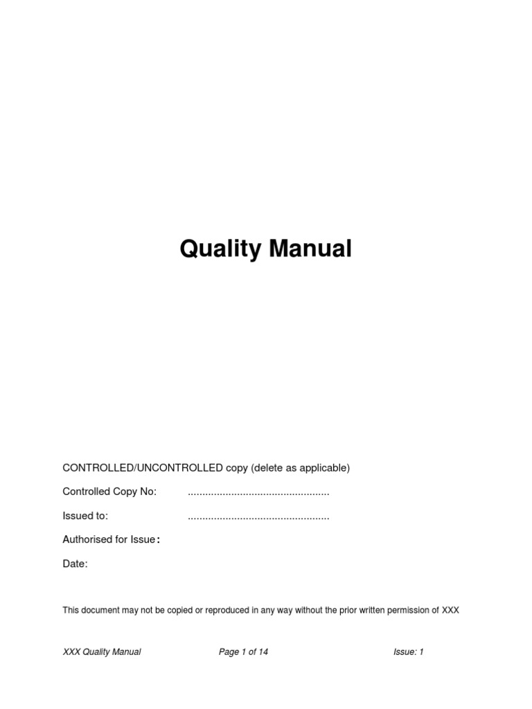 XXX Construction Quality Manual | PDF | Quality Management System ...