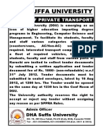 Dha Suffa University: Hiring of Private Transport