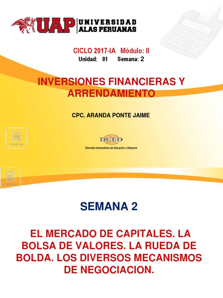 SEMANA 2-El Mercado de Capitales | PDF | Bolsa | Bolsa de Valores