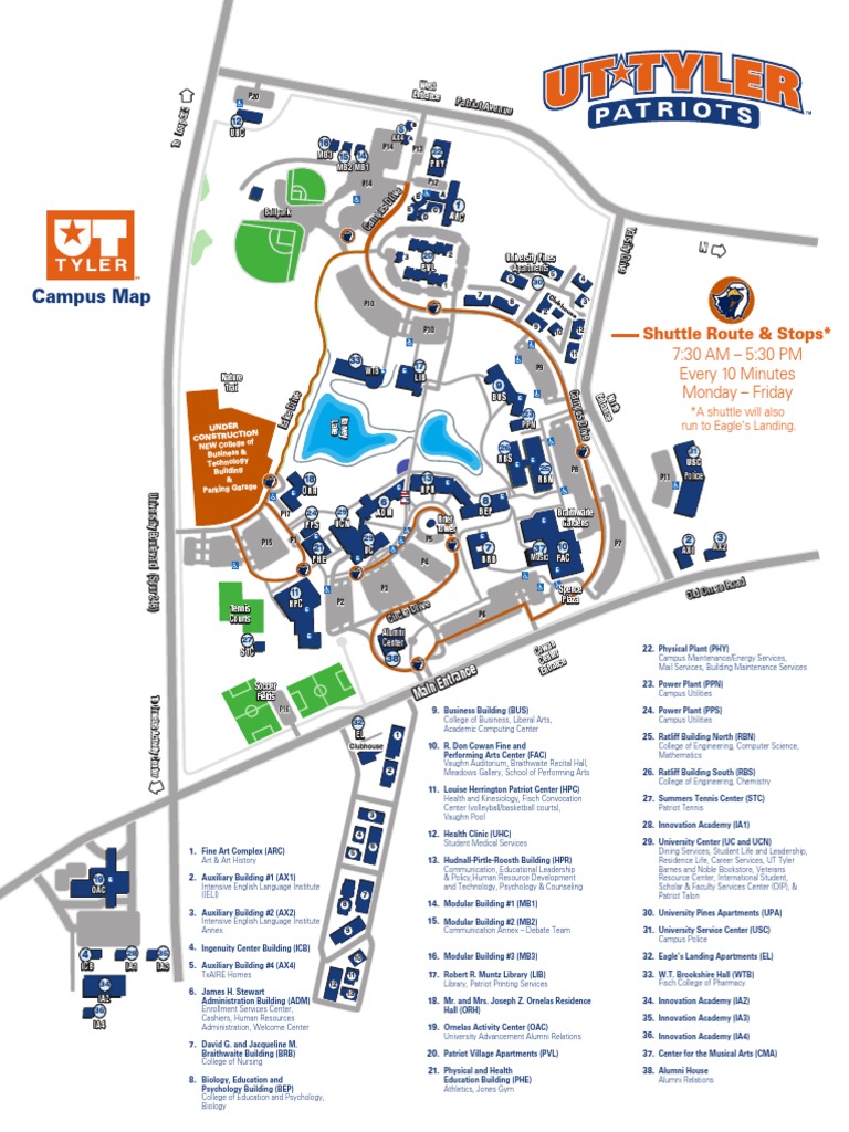Ut Tyler Campus Map Campus Map Printable | Pdf | Science And Technology | Academia