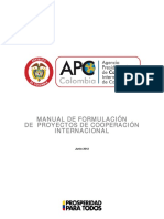 MANUAL DE FORMULACIÓN  DE  PROYECTOS DE COOPERACIÓN  INTERNACIONAL 