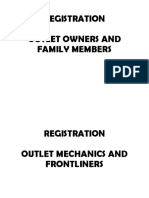 Registration Outlet Owners and Family Members