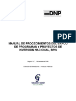 Manual de Procedimientos Del Banco de Programas y Proyectos de Inversión Nacional, Bpin