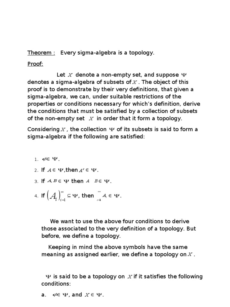 Sigma-Algebras and Topology Proof | PDF | Algebra | Mathematical Logic