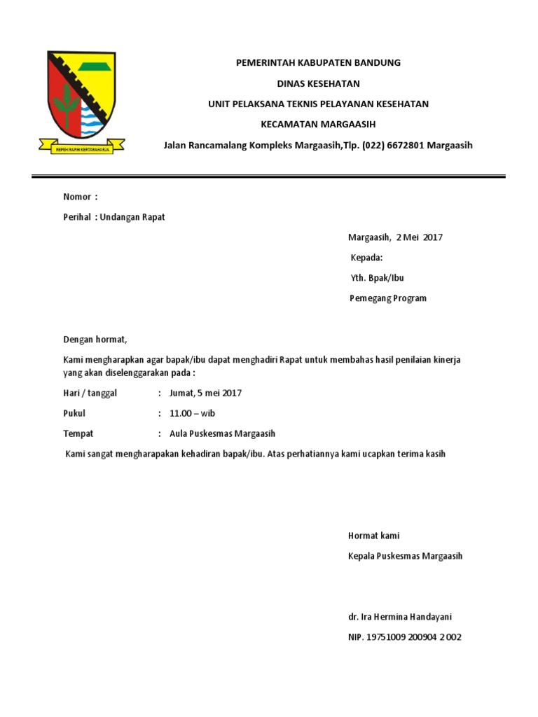 Surat Undangan Evaluasi Kinerja