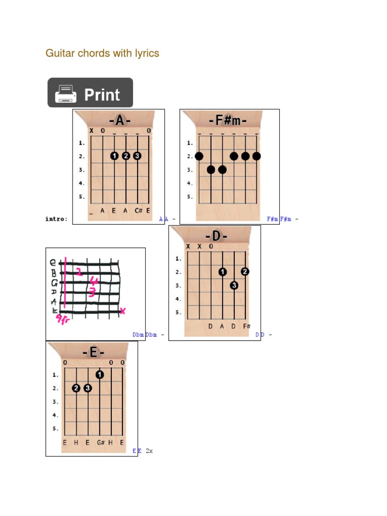 Guitar Chords With Lyrics | PDF