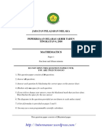 Mathematics f4 Final 2010 Melaka p1 Ans PDF