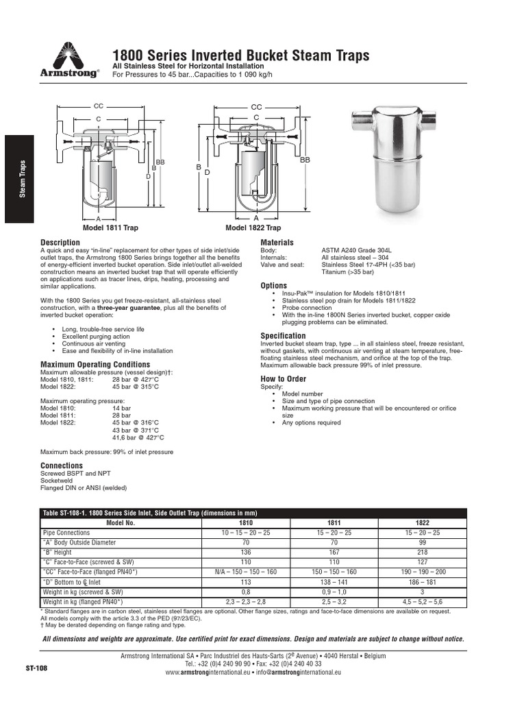 1800 IB Trap D KTC Fluid Control Armstrong | PDF | Stainless Steel ...