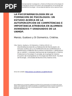 La Psicofarmacologia en La Formacion de Psicologos Un Estudio Acerca de La Autopercepcion 