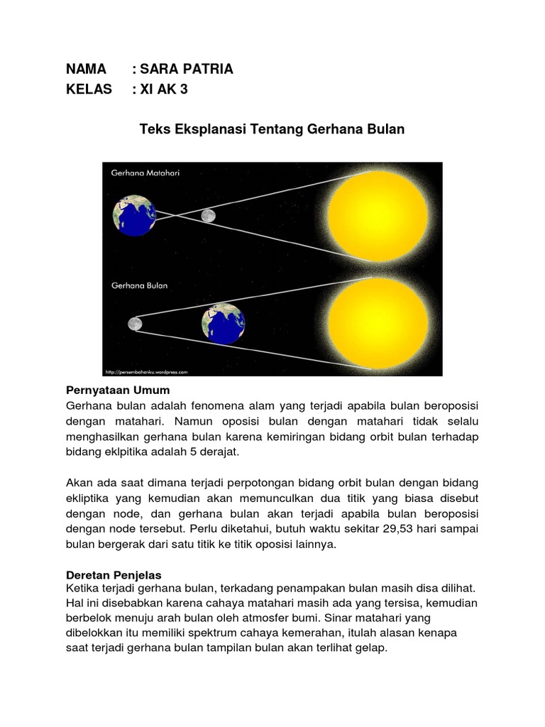 Contoh Teks Eksplanasi Gerhana Bulan Dan Strukturnya