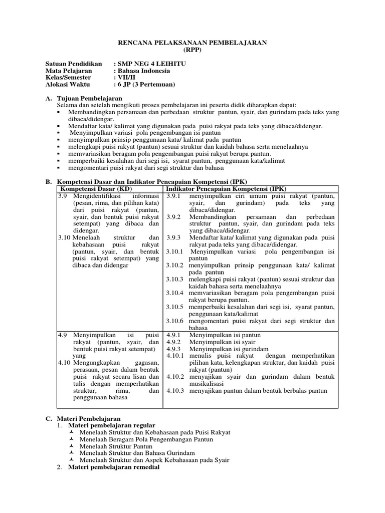Rpp Bab 5 Bindo K 13 Pdf