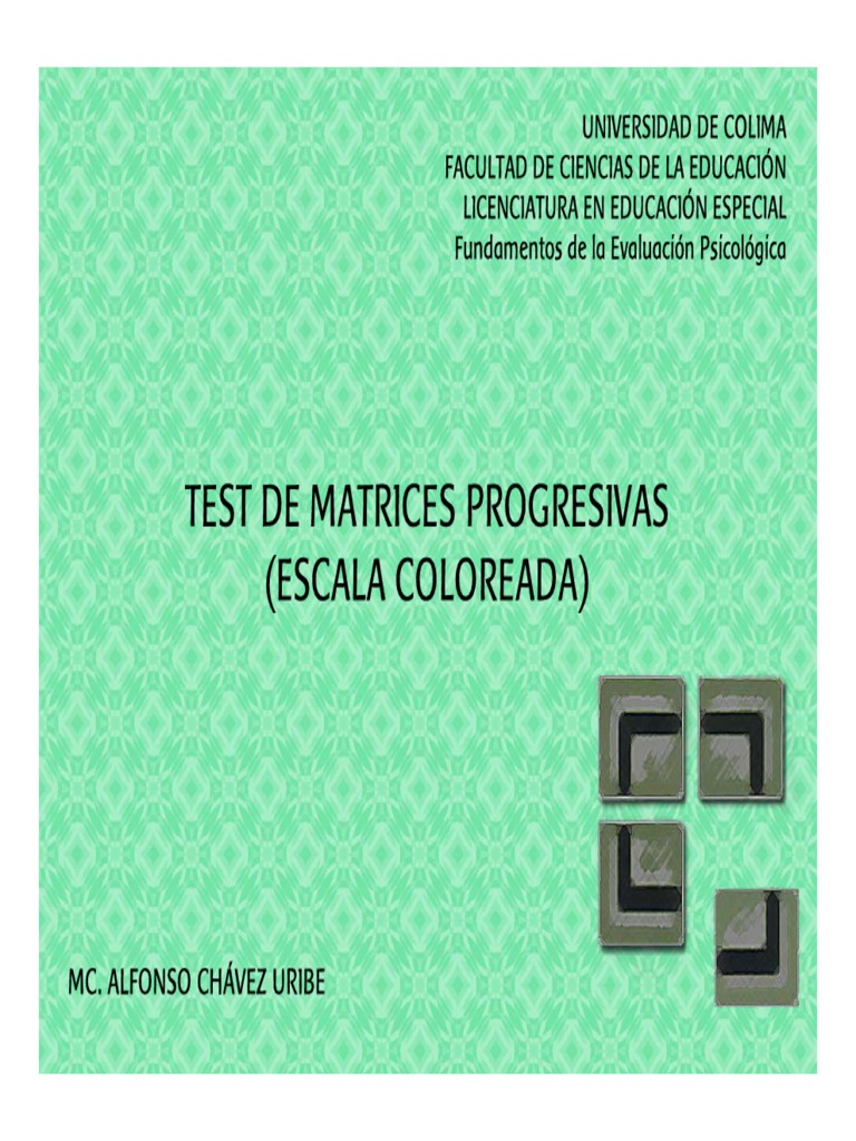 Test de Matrices Progresivas: Evaluación y Análisis | PDF | Métodos y ...