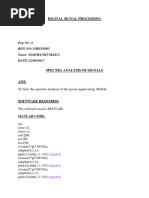 Digital Signal Processing: Exp No: 4 REG - NO:15BEE0305 Name: Madhankumar.S DATE:12/09/2017