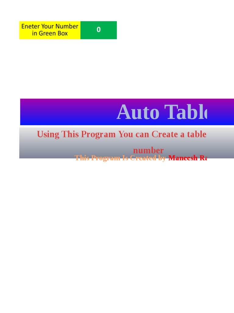Unlimited Table Creation Program | PDF