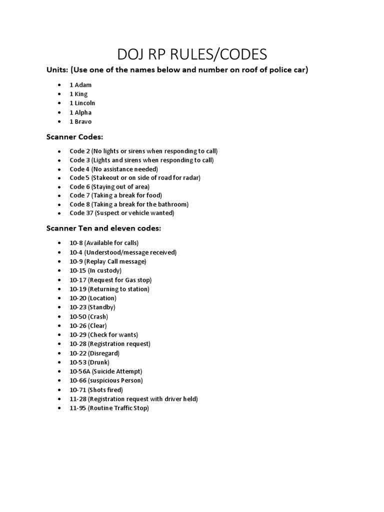 Code Radio Police Gta Rp Doj Police Scanner Codes | PDF | Public Safety | National Security