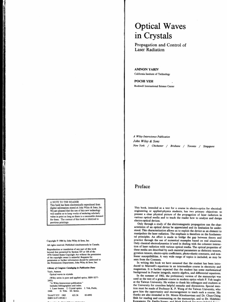 Optical Waves in Crystals Overview | PDF | Laser | Radiation