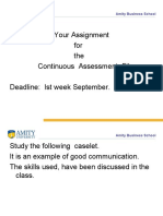 Your Assignment For The Continuous Assessment File Deadline: Ist Week September