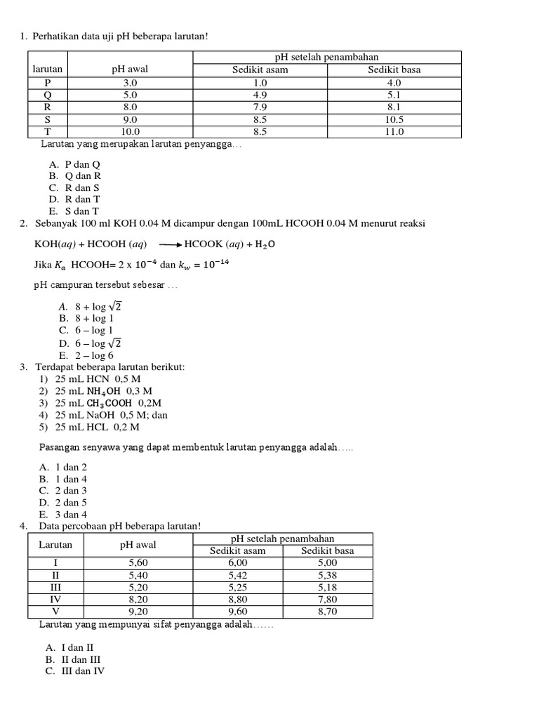 Campuran Yang Dapat Membentuk Larutan Penyangga Adalah Seputar Bentuk