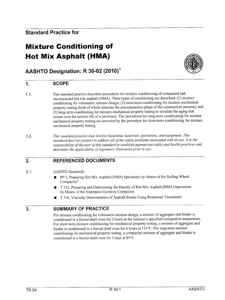 AASHTO R 30: HMA Mixture Conditioning | PDF | Economic Sectors ...