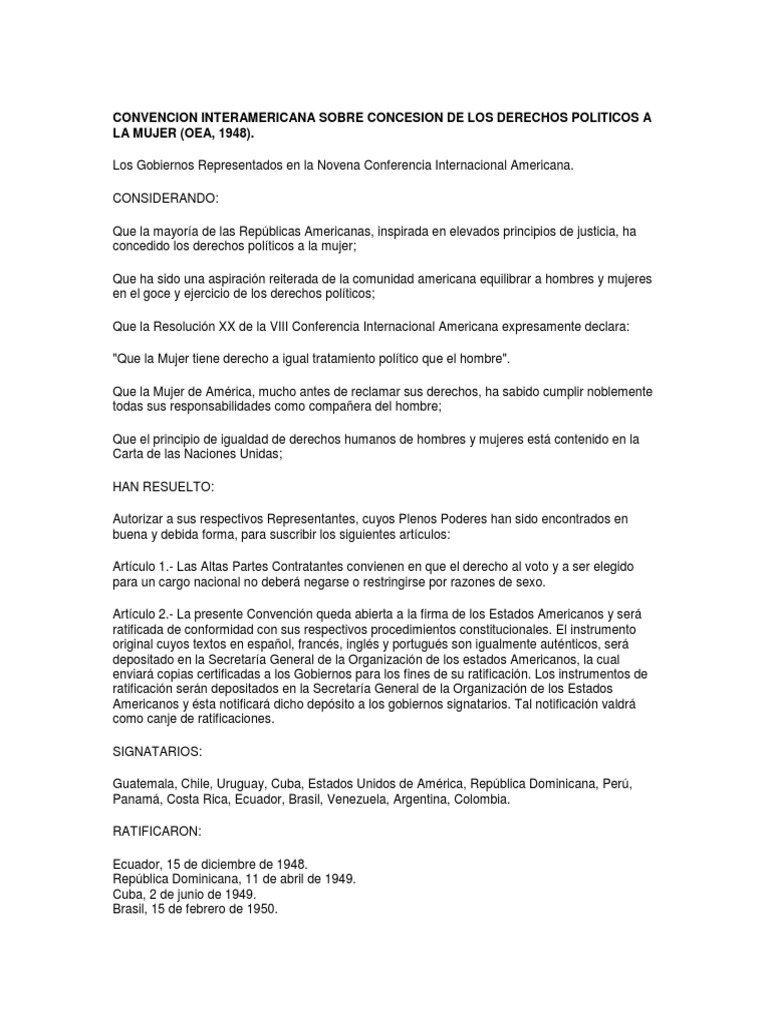Convención Interamericana sobre la Concesión de los Derechos Políticos