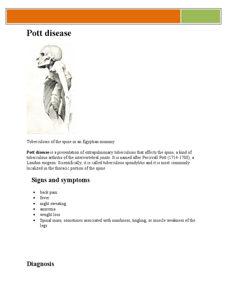 Pott Disease Signs and Symptoms PDF Bone Medical Specialties
