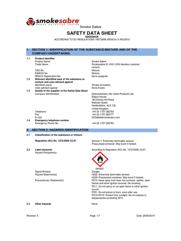 MSDS0084UK_Smokesabre Dangerous Goods Toxicity Prueba gratuita de