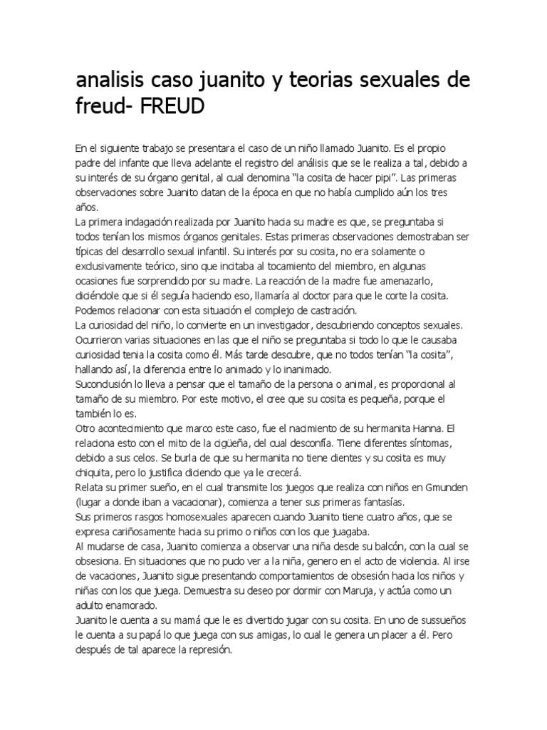 Análisis del Caso Juanito Freud | PDF | Dormir | Teoría