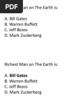 Richest Man On The Earth Is: A. Bill Gates B. Warren Buffett C. Jeff Bezos D. Mark Zuckerberg