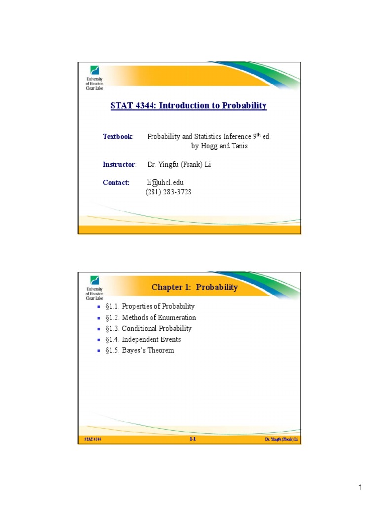 CH 1 | PDF | Probability | Probability And Statistics