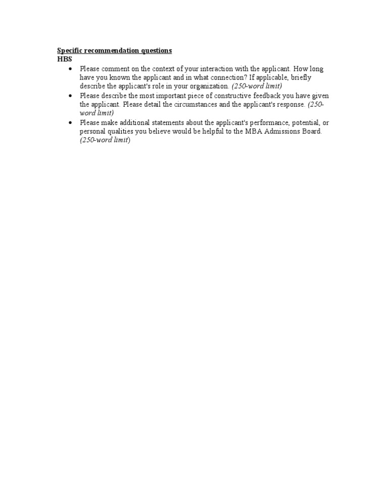 HBS Recommendation Letter Guidelines | PDF | Cognition | Cognitive Science