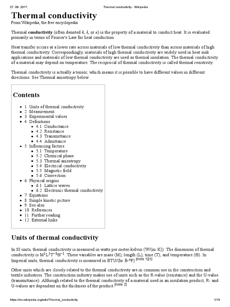 Thermal Conductivity Wikipedia PDF Phonon Thermal Conductivity