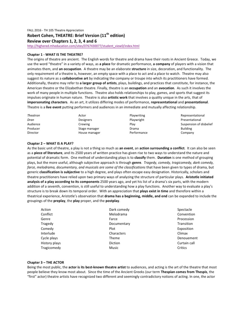 Study Guide Theatre Pdf Acting Theatre