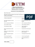 Faculty of Education Universiti Teknologi Malaysia: UHF 6033: Dynamics of Leadership Evaluation of Class Leadership Role