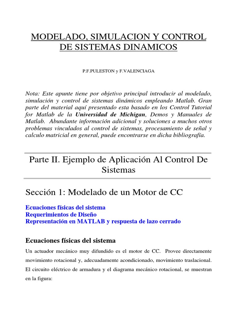 Modelado de Un Motor DC PDF | PDF