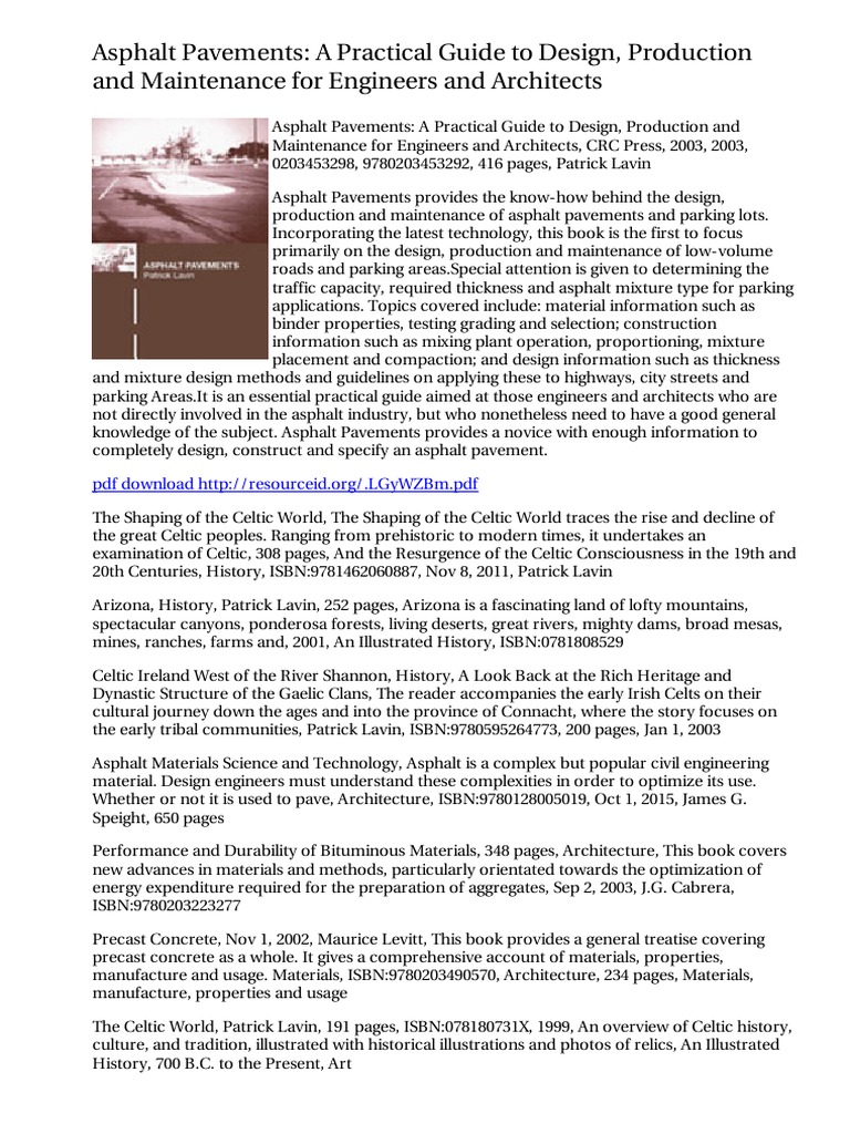 Asphalt Pavement Design and Maintenance Guide | PDF | Road Surface ...