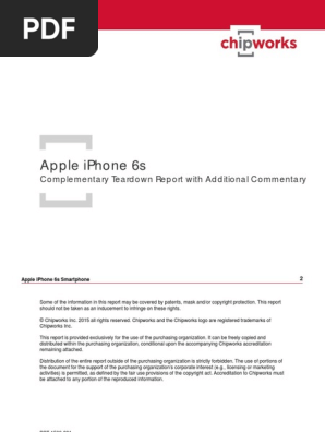 Apple iPhone 6s A1688 Smartphone Chipworks Teardown Report BPT-1509-801 With Commentary