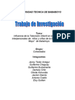 Influencia de La TV Infantil en Ninños y Niñas de La Ecuela 18 de Mayo de Babahoyo