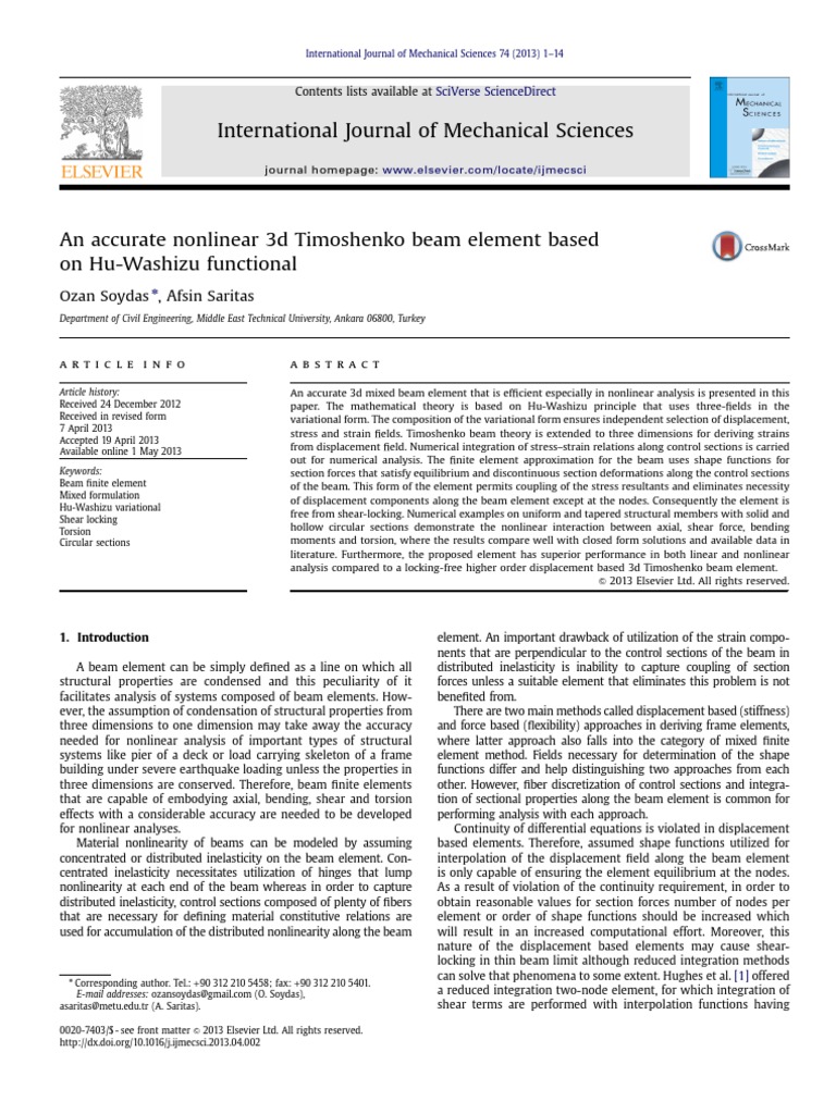 Nonlinear 3D Beam Element Analysis | PDF | Beam (Structure) | Bending