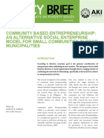 Community Based Entrepreneurship: An Alternative Social Enterprise Model For Small Communities in Poor Municipalities