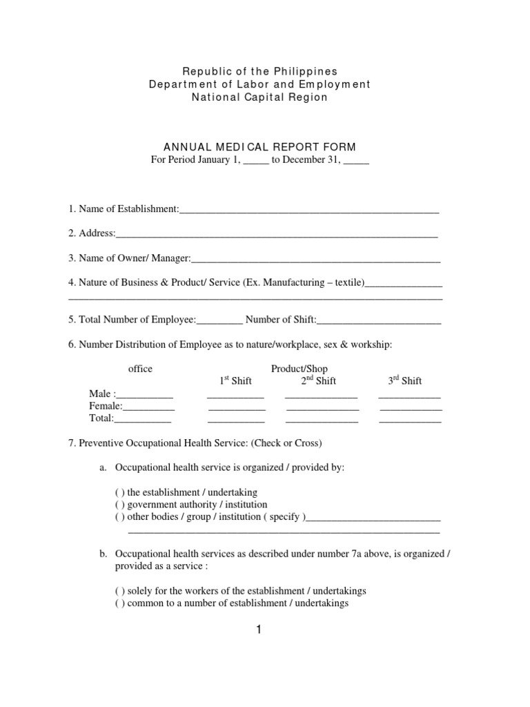 ANNUAL MEDICAL REPORT FORM.pdf Physical Examination Occupational